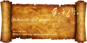 Gubics Ágnes névjegykártya
